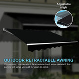 NNEDSZ Outdoor Folding Arm Awning Retractable Sunshade Canopy Black 4.0m x 2.5m