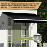 NNEDSZ Outdoor Folding Arm Awning Retractable Sunshade Canopy Black 4.0m x 2.5m