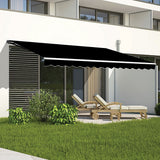 NNEDSZ Outdoor Folding Arm Awning Retractable Sunshade Canopy Black 5.0m x 2.5m