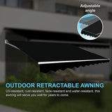 NNEDSZ Outdoor Folding Arm Awning Retractable Sunshade Canopy Black 5.0m x 2.5m