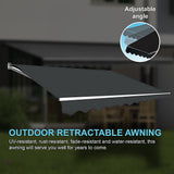 NNEDSZ Outdoor Folding Arm Awning Retractable Sunshade Canopy Grey 4.0m x 3.0m