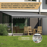 NNEDSZ Outdoor Folding Arm Awning Retractable Sunshade Canopy Grey 4.0m x 3.0m