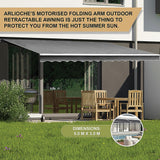 NNEDSZ Outdoor Folding Arm Awning Retractable Sunshade Canopy Grey 5.0m x 3.0m