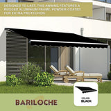 NNEDSZ Outdoor Folding Arm Awning Retractable Sunshade Canopy Black 5.0m x 3.0m