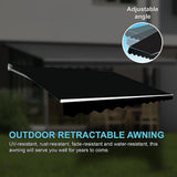 NNEDSZ Outdoor Folding Arm Awning Retractable Sunshade Canopy Black 5.0m x 3.0m