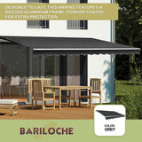 NNEDSZ Motorised Outdoor Folding Arm Awning Retractable Sunshade Canopy Grey 3.0m x 2.5m