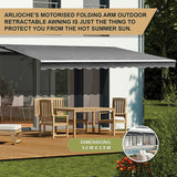 NNEDSZ Motorised Outdoor Folding Arm Awning Retractable Sunshade Canopy Grey 3.0m x 2.5m