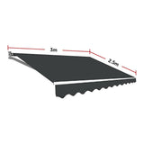 NNEDSZ Motorised Outdoor Folding Arm Awning Retractable Sunshade Canopy Grey 3.0m x 2.5m