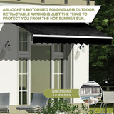 NNEDSZ Motorised Outdoor Folding Arm Awning Retractable Sunshade Canopy Black 3.0m x 2.5m