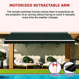 NNEDSZ Motorised Outdoor Folding Arm Awning Retractable Sunshade Canopy Black 3.0m x 2.5m