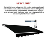 NNEDSZ Motorised Outdoor Folding Arm Awning Retractable Sunshade Canopy Black 3.0m x 2.5m