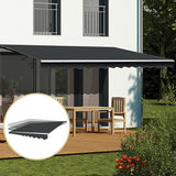 NNEDSZ Motorised Outdoor Folding Arm Awning Retractable Sunshade Canopy Grey 4.0m x 2.5m