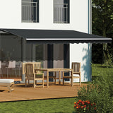 NNEDSZ Motorised Outdoor Folding Arm Awning Retractable Sunshade Canopy Grey 4.0m x 2.5m