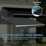 NNEDSZ Motorised Outdoor Folding Arm Awning Retractable Sunshade Canopy Grey 4.0m x 2.5m