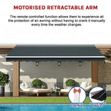 NNEDSZ Motorised Outdoor Folding Arm Awning Retractable Sunshade Canopy Grey 4.0m x 2.5m
