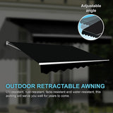 NNEDSZ Motorised Outdoor Folding Arm Awning Retractable Sunshade Canopy Black 4.0m x 2.5m