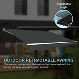 NNEDSZ Motorised Outdoor Folding Arm Awning Retractable Sunshade Canopy Grey 4.0m x 3.0m