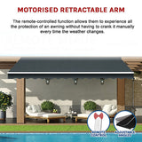 NNEDSZ Motorised Outdoor Folding Arm Awning Retractable Sunshade Canopy Grey 4.0m x 3.0m