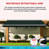 NNEDSZ Motorised Outdoor Folding Arm Awning Retractable Sunshade Canopy Black 4.0m x 3.0m