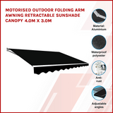 NNEDSZ Motorised Outdoor Folding Arm Awning Retractable Sunshade Canopy Black 4.0m x 3.0m