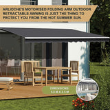 NNEDSZ Motorised Outdoor Folding Arm Awning Retractable Sunshade Canopy Grey 5.0m x 2.5m