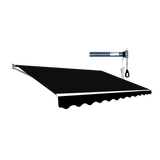 NNEDSZ Motorised Outdoor Folding Arm Awning Retractable Sunshade Canopy Black 5.0m x 2.5m