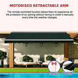 NNEDSZ Motorised Outdoor Folding Arm Awning Retractable Sunshade Canopy Black 5.0m x 2.5m