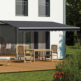 NNEDSZ Motorised Outdoor Folding Arm Awning Retractable Sunshade Canopy Grey 5.0m x 3.0m