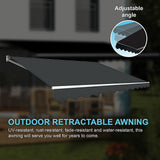 NNEDSZ Motorised Outdoor Folding Arm Awning Retractable Sunshade Canopy Grey 5.0m x 3.0m