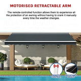 NNEDSZ Motorised Outdoor Folding Arm Awning Retractable Sunshade Canopy Grey 5.0m x 3.0m