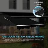 NNEDSZ Motorised Outdoor Folding Arm Awning Retractable Sunshade Canopy Black 5.0m x 3.0m