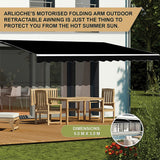 NNEDSZ Motorised Outdoor Folding Arm Awning Retractable Sunshade Canopy Black 5.0m x 3.0m