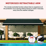 NNEDSZ Motorised Outdoor Folding Arm Awning Retractable Sunshade Canopy Black 5.0m x 3.0m