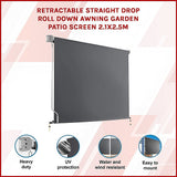 NNEDSZ Retractable Straight Drop Roll Down Awning Garden Patio Screen 2.1X2.5M