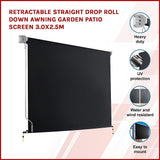 NNEDSZ Retractable Straight Drop Roll Down Awning Garden Patio Screen 3.0X2.5M
