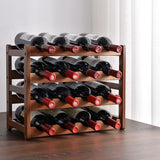 NNEDSZ Bamboo Stackable Modular Freestanding Countertop Wine Shelf Rack