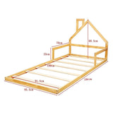 NNEDSZ Pine Wood Floor Bed House Frame for Kids and Toddlers