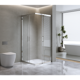 NNEDSZ Adjustable 1100x1000mm Double Sliding Door Glass Shower Screen in Chrome