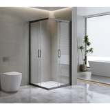 NNEDSZ Adjustable 1100x1000mm Double Sliding Door Glass Shower Screen in Black