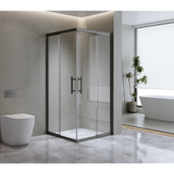 NNEDSZ Adjustable 1200x1200mm Double Sliding Door Glass Shower Screen in Black