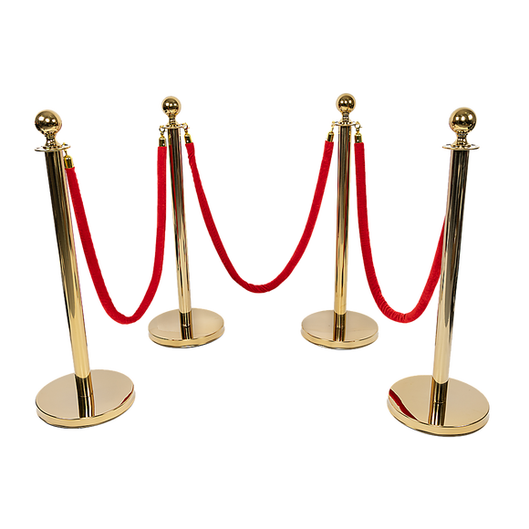 NNEDSZ 4 x Queue Barriers + 3 Ropes Exhibition Crowd Control Bollards