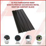 NNEDSZ 12 PCs Corrugated Roof Sheets Profile Galvanized Metal Roofing Carport Black
