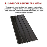 NNEDSZ 12 PCs Corrugated Roof Sheets Profile Galvanized Metal Roofing Carport Black