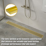NNEDSZ 900mm Bathroom Shower Brushed Brass Grate Drain w/ Centre outlet Floor Waste Square Pattern