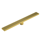 NNEDSZ 900mm Bathroom Shower Brushed Brass Grate Drain w/ Centre outlet Floor Waste Square Pattern