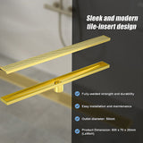 NNEDSZ 800mm Bathroom Shower Brushed Brass Grate Drain w/ Centre outlet Floor Waste