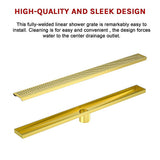NNEDSZ 800mm Bathroom Shower Brushed Brass Grate Drain w/ Centre outlet Floor Waste