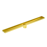 NNEDSZ 800mm Bathroom Shower Brushed Brass Grate Drain w/ Centre outlet Floor Waste