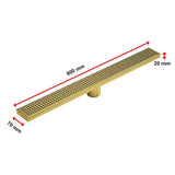 NNEDSZ 800mm Bathroom Shower Brushed Brass Grate Drain w/ Centre outlet Floor Waste