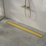 NNEDSZ 800mm Tile Insert Shower Bathroom Brushed Brass Grate Drain w/ Centre outlet Floor Waste